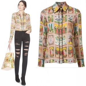 Alice and Olivia “Alfie Tarot Card Button Down Blouse"